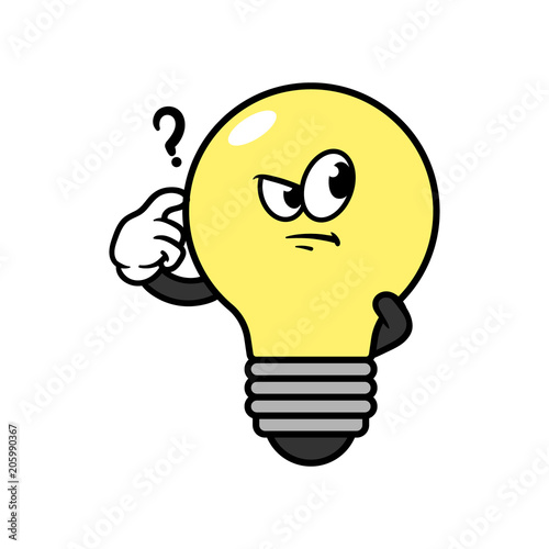 Cartoon Confused Bulb Character