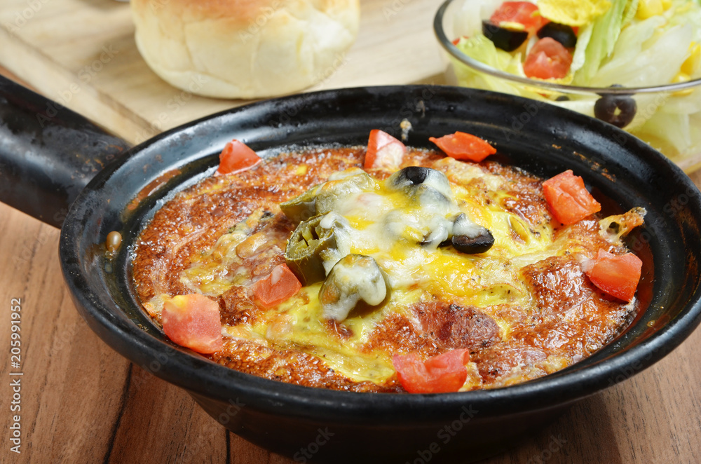 Frittata in a frying pan        