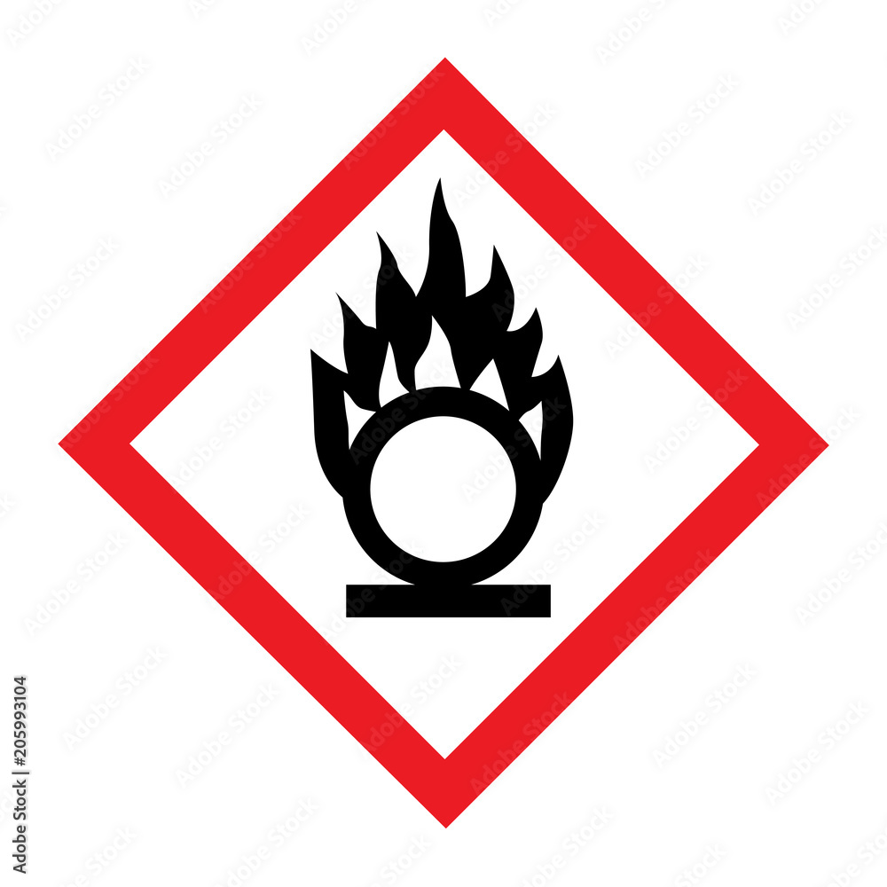 Standard Pictogam of Oxidizing Symbol, Warning sign of Globally ...