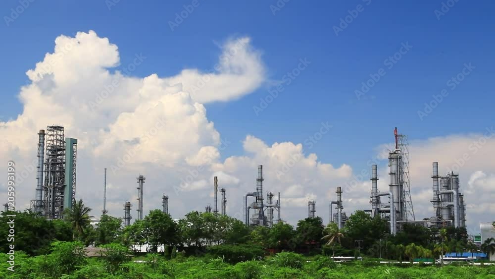 Time lapse video full HD Petrochemical industrial on blue sky background Time lapse video full HD Petrochemical industrial on blue sky background