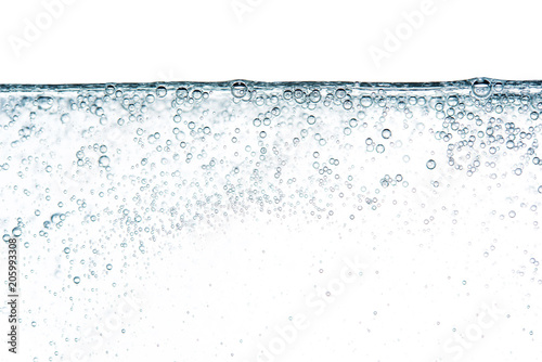Close up bubble in water soda pop or foam soap shampoo isolated on white background photo object design
