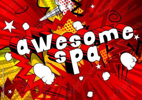 Awesome Spa - Comic book style phrase on abstract background.