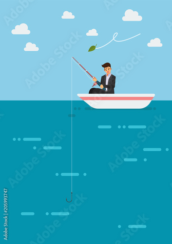 Failure businessman fishing money
