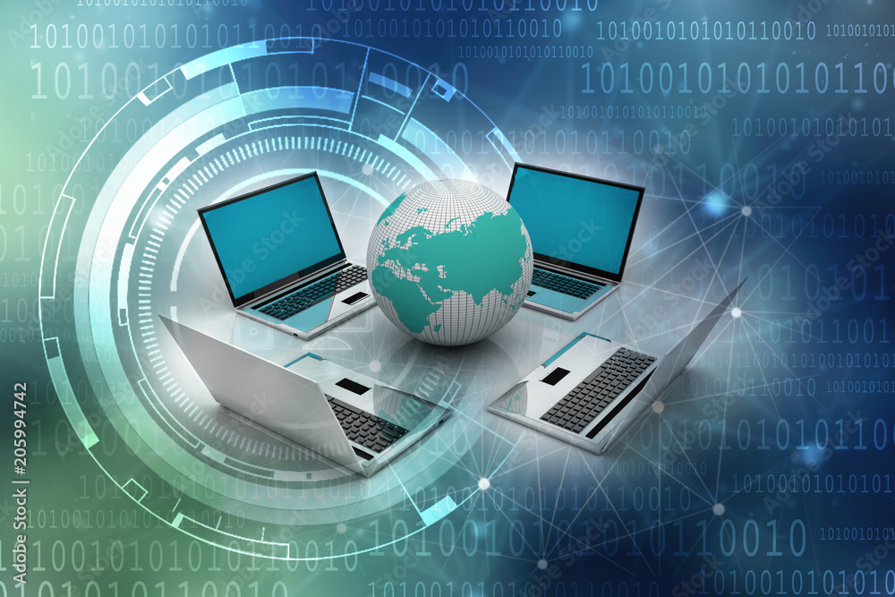 3d rendering technology laptop network
