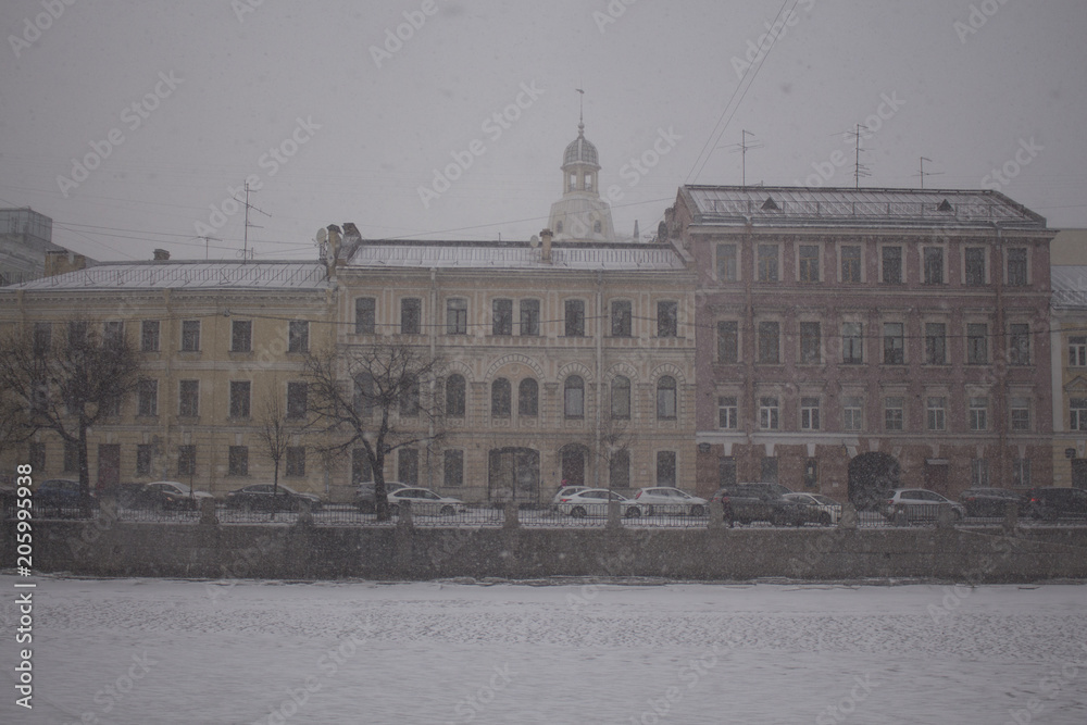 Naklejka premium Embankment of the Fontanka River, St. Petersburg