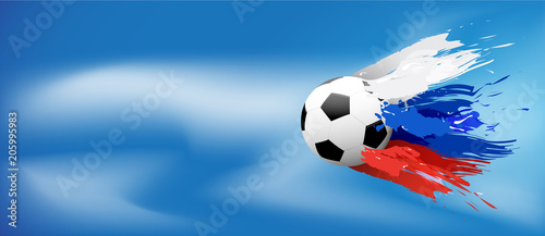 layout template design. Banner travel by plane for russian football, paint splash on green