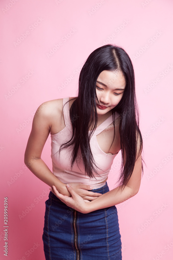 Young Asian woman got stomachache. Young Asian woman got stomachache.