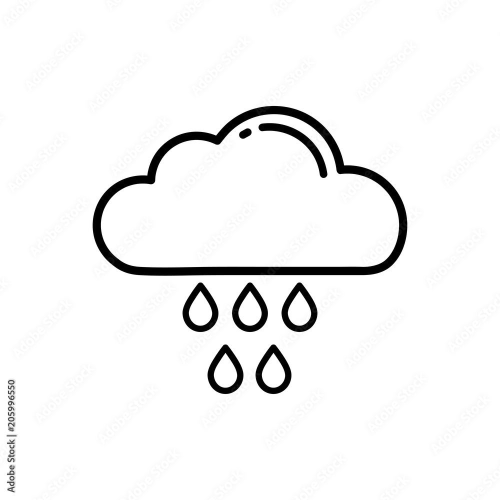 cartoon rainy cloud outline Stock Vector | Adobe Stock
