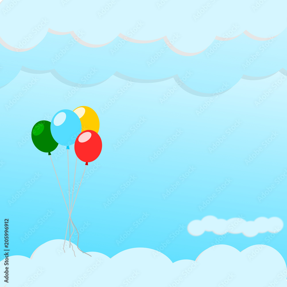 balloon on the blue sky .Illustration vector.