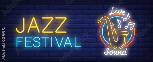 Photography Jazz festival with live sound neon sign