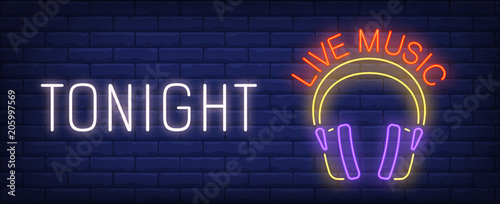 Tonight live music neon sign