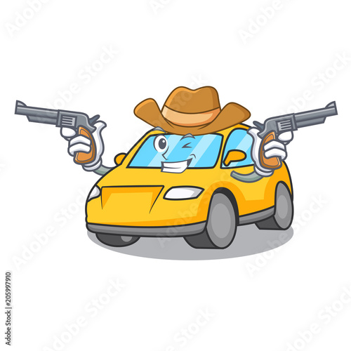 Cowboy taxi character cartoon style
