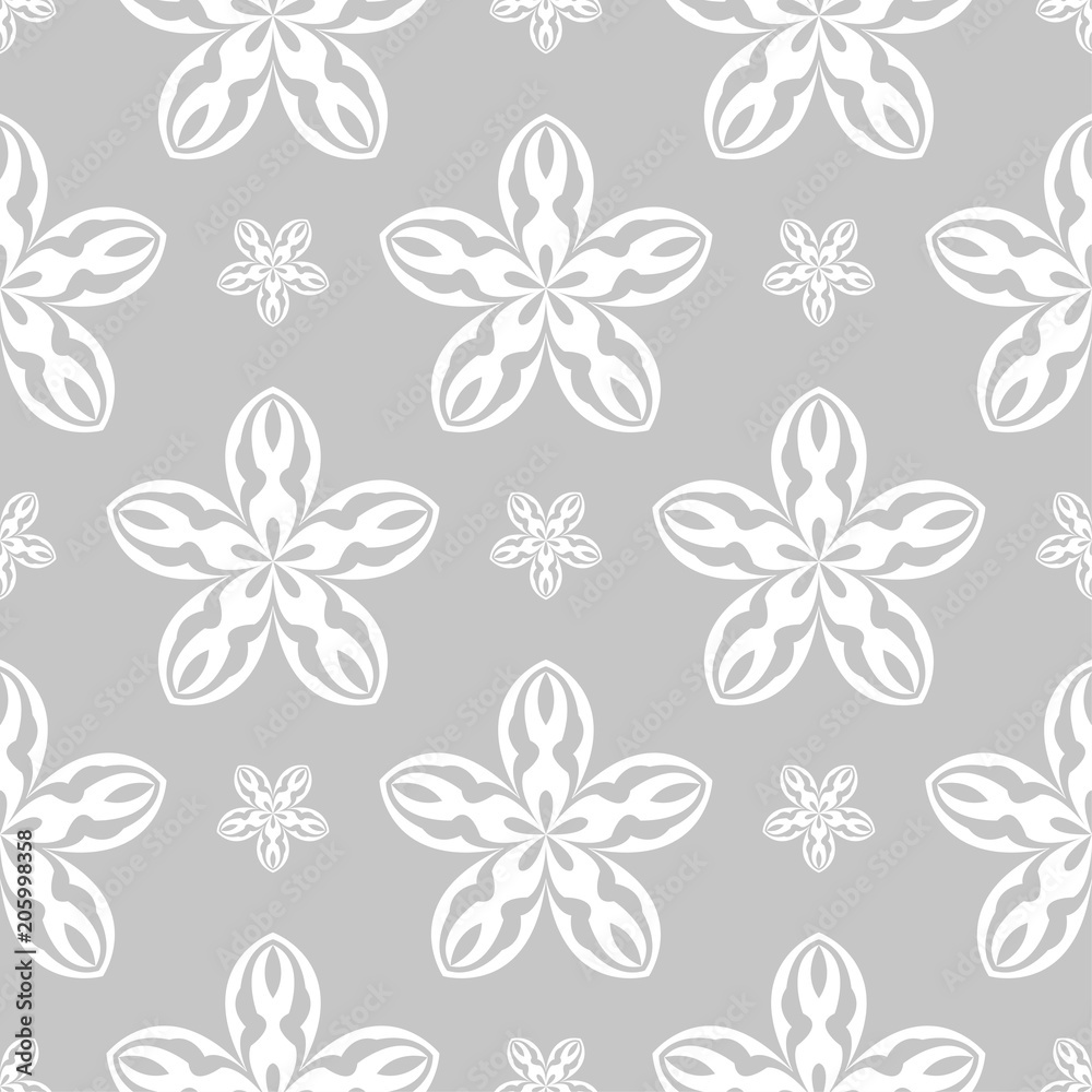 Gray and white floral ornament. Seamless pattern Gray and white floral ornament. Seamless pattern