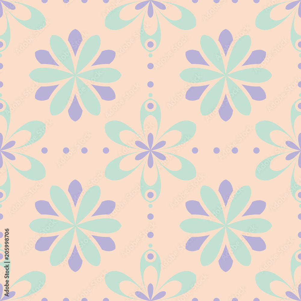Seamless floral pattern. Beige violet and blue background Seamless floral pattern. Beige violet and blue background