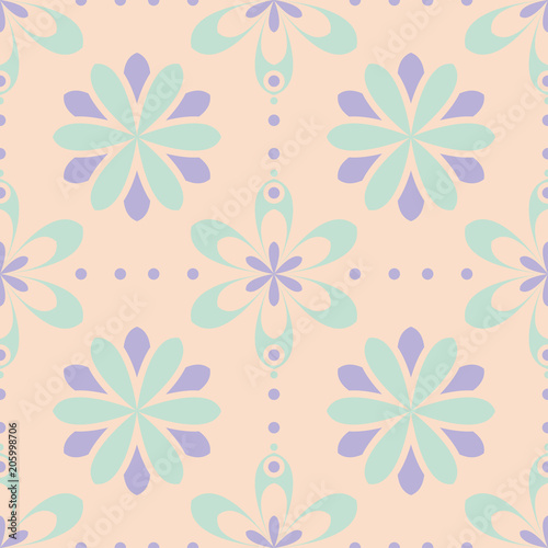 Seamless floral pattern. Beige violet and blue background © Liudmyla