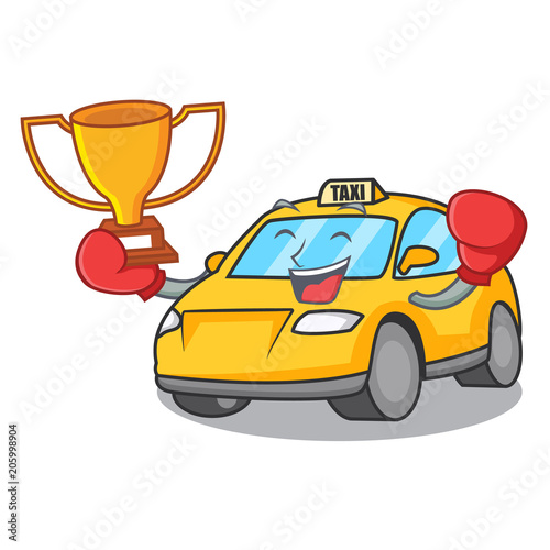 Boxing winner taxi character mascot style