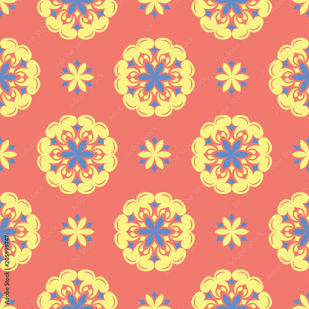 Bright colored seamless background. Red yellow and blue background