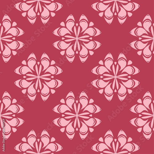 Floral seamless pattern on red background