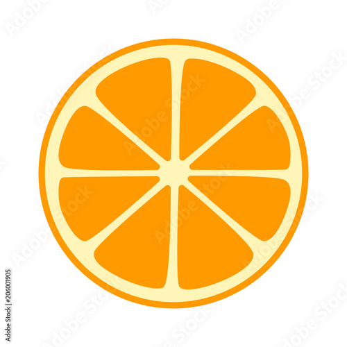 Orange, tangerine or mandarin split half slice flat vector icon for fruit apps and websites