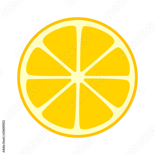 Lemon citrus split half slice or cross section flat icon for fruit apps and websites