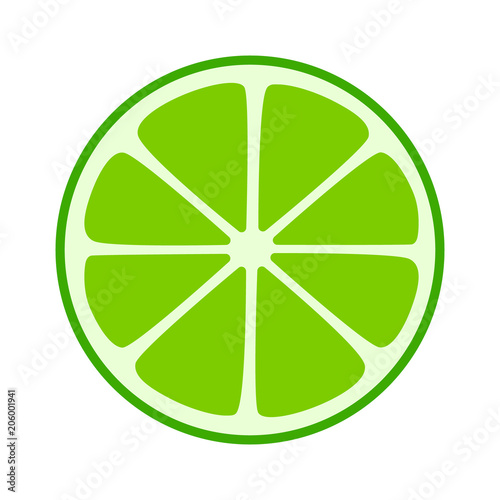 Lime citrus split half slice flat icon for fruit apps and websites photo
