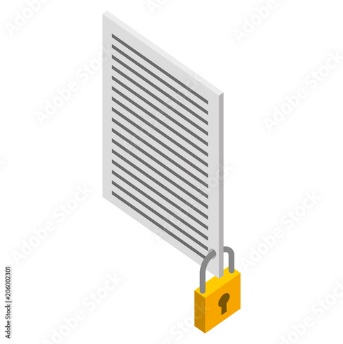 document file security protection isometric vector illustration