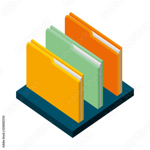 folder file document archive on shelf isometric vector illustration