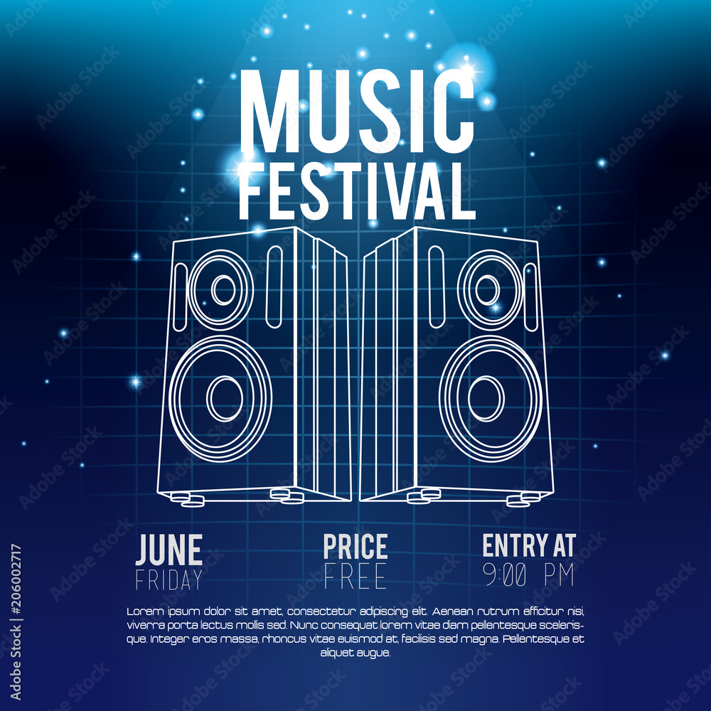 Obraz premium Festival music flyer techno concept vector illustration graphic design