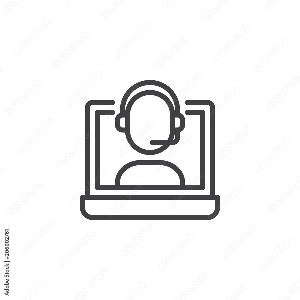 Online support outline icon. linear style sign for mobile concept and web design. Technology customer service operator simple line vector icon. Symbol, logo illustration. Pixel perfect vector graphics Online support outline icon. linear style sign for mobile concept and web design. Technology customer service operator simple line vector icon. Symbol, logo illustration. Pixel perfect vector graphics