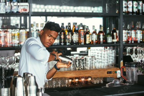 Barman shaking a cocktail