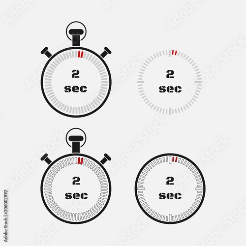 Timer 2 seconds on gray background .