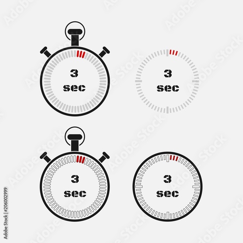 Timer 3 seconds on gray background .
