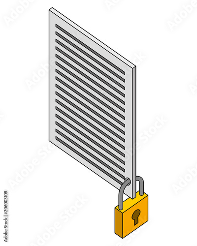 document file security protection isometric vector illustration