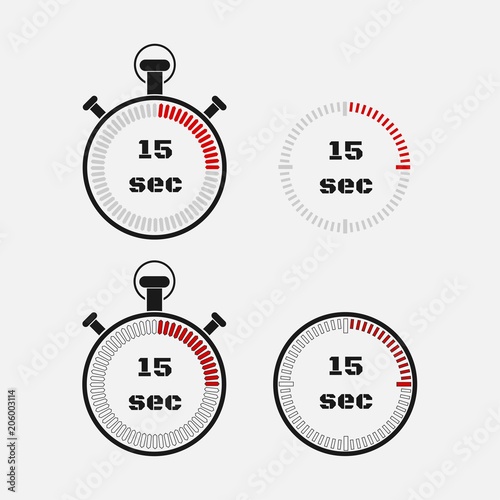 Timer 15 seconds on gray background .