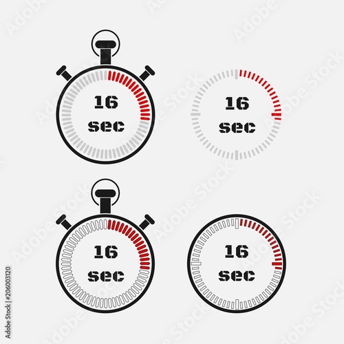 Timer 16 seconds on gray background .