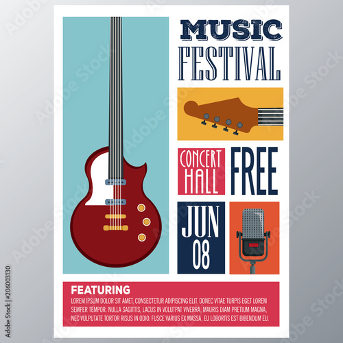 Music festival concert hall flyer vector illustration graphic design