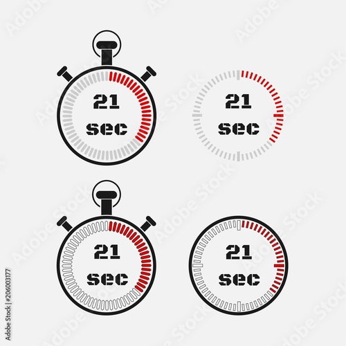 Timer 21 seconds on gray background .