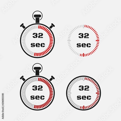 Timer 32 seconds on gray background .