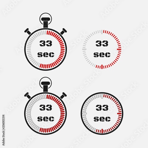 Timer 33 seconds on gray background .