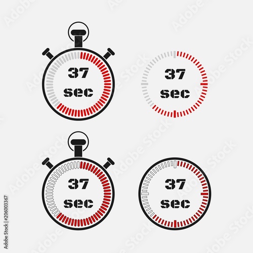 Timer 37 seconds on gray background .