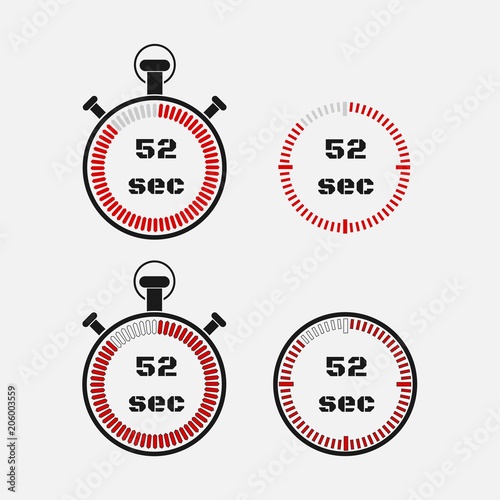 Timer 52 seconds on gray background .