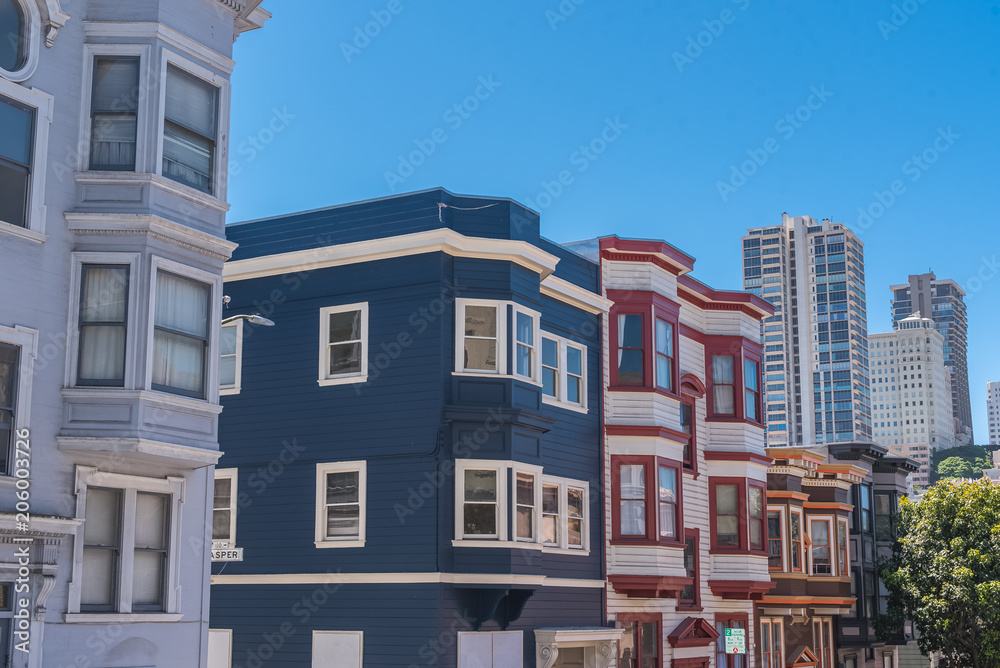 San Francisco, typical colorful houses 
