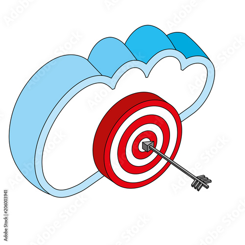 cloud computing target strategy isometric vector illustration