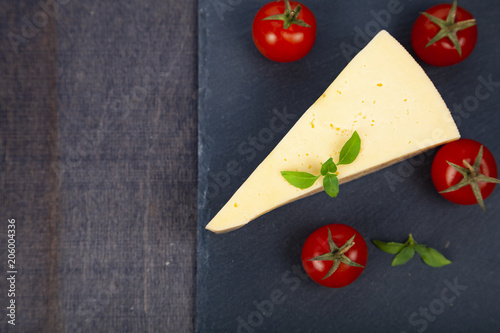 Cheese, cherry tomatoes and basil