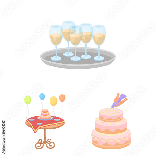 Event Organisation cartoon icons in set collection for design.Celebration and Attributes vector symbol stock web illustration.