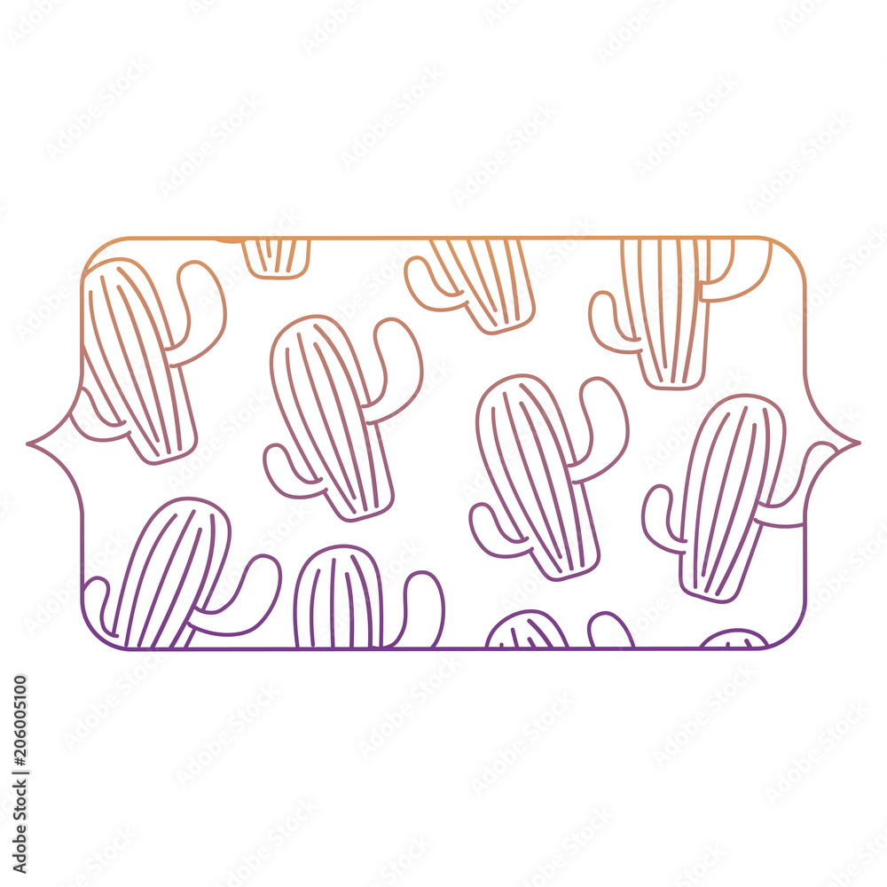 Fototapeta premium banner with cactus plant pattern over white background, vector illustration