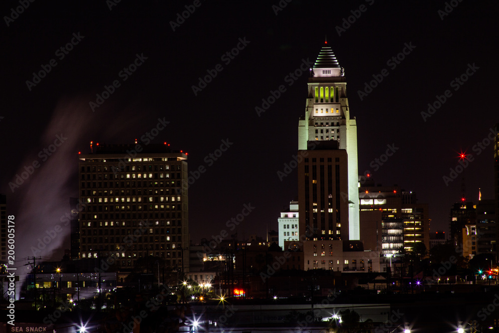 Obraz premium Downtown Los Angeles_City Hall_Night