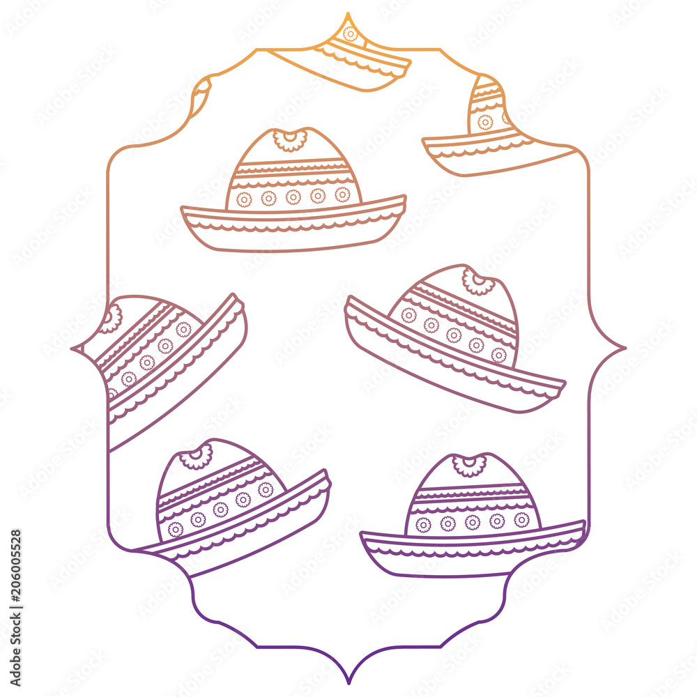 arabic frame with Mexican hat pattern over white background, vector illustration