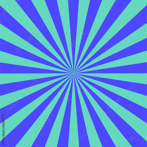 Sunburst background  blue color. Vector illustration. 
