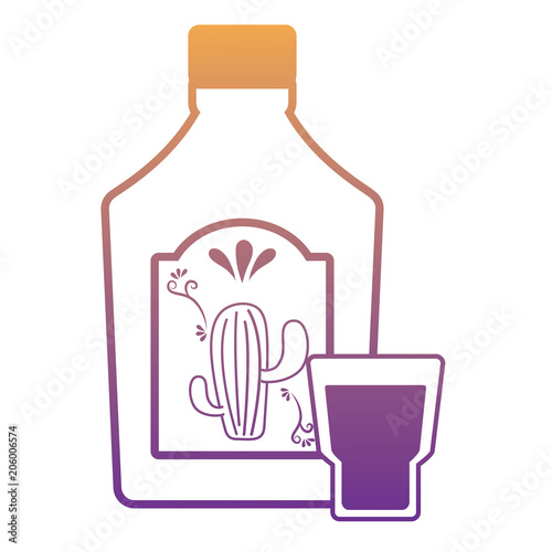 tequila bottle and shot over white background, vector illustration